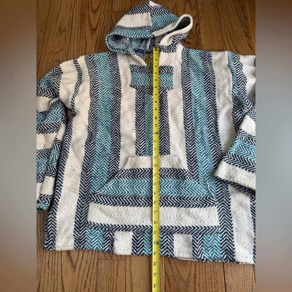 Blue and White Striped Baja Hoodie Medium - Picture 5 of 10